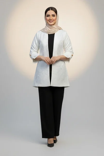 کت زنانه سفید فارمد